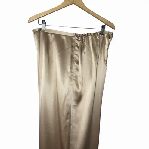 Bloomingdale's Womens 100% Silk Satin Pants 18W Champagne Quiet Luxury Pull On Tan