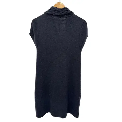 Classiques Entier 100% Merino Wool Cable Knit Cowl Neck Sweater Dress M Gray