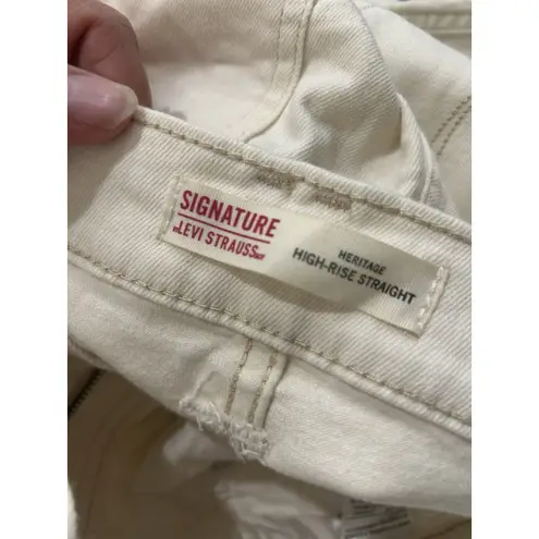 Levi's Levi Strauss Women’s Size 16 Signature Off-white High Rise Straight Stretch Jean