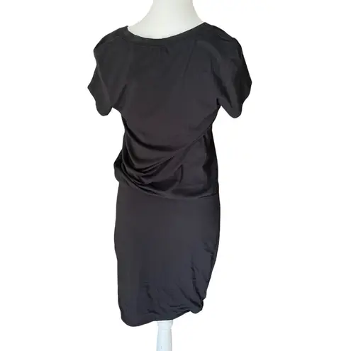 James Perse Black Dress Standard V Neck Short Sleeve Size 2 M Minimalist