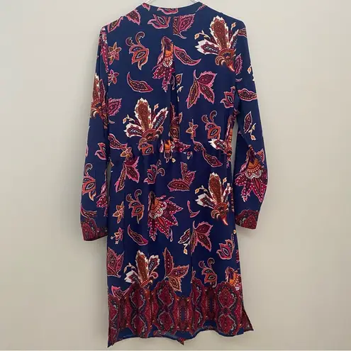 Liz Claiborne  petite Medium navy blue floral dress tie waist button front