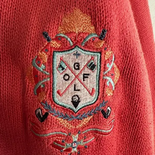 IZOD Vintage Golf Cardigan Sweater Embroidered Logo Country Club Yacht Old Money
