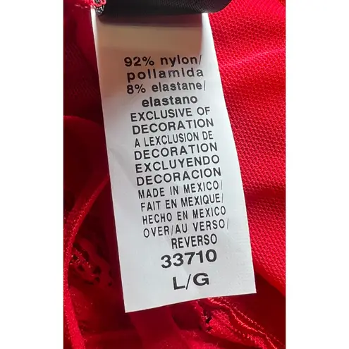 Escante Lingerie Top Womens Large Red Lace Garter Straps Suspender Adjustable