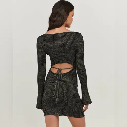 Charlie Holiday Kiara Mini Dress Black Lurex Size Small NWT