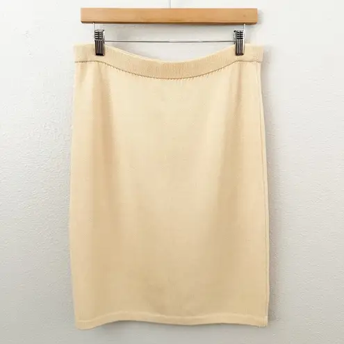 St. John | Knit Pencil Long Straight Light Butter Yellow Skirt Elastic | Size 6