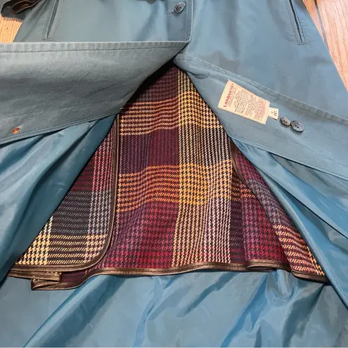 London Fog Vtg 70s Women’s 6P Blue Trench Coat USA Removable Lining Petite Belt