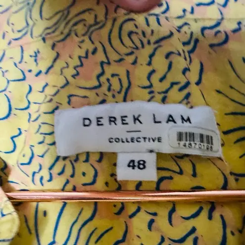 Derek Lam COLLECTIVE Paisley Yellow Floral Puff Sleeves Flared Hemline Dress 48