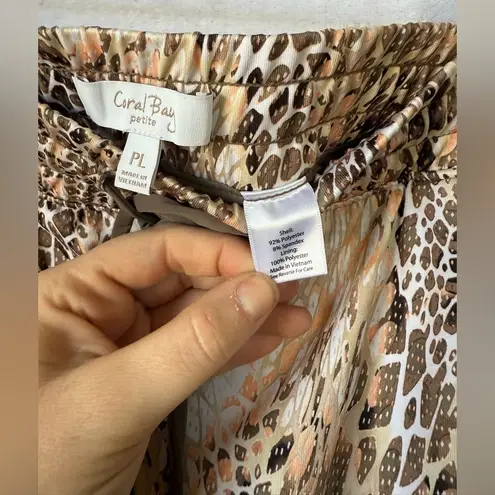 Coral Bay Size Petite Large Snake Print Tan Coral Skort