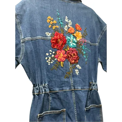 Free People Driftwood x  | Randi Floral Embroidered Denim Jumpsuit Medium $228