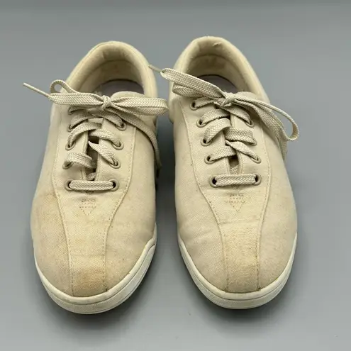 Easy Spirit Womens Natural Canvas Shoes Sneakers Size 8.5 D Lace Up