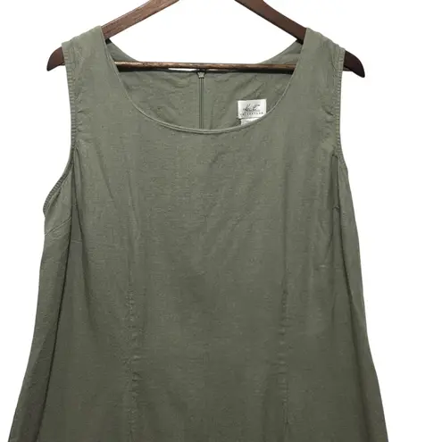 Kathie Lee Collection VTG Y2K Linen Blend Shift Dress XL Sage Green Minimalist