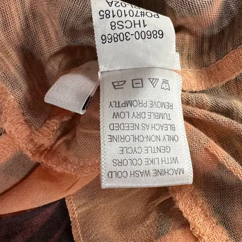 One World X-Large Top Geometric Sublimation Stretch Ruffled V-Neck Cap Sleeve