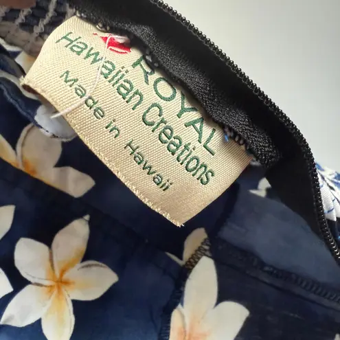 Royal Hawaiian Creations Vintage Floral Plumeria Dress Sleeveless Blue size S