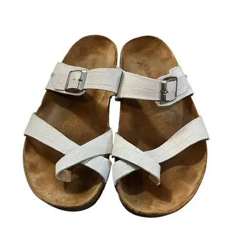 HAFLINGER Thong Sandals Juno Country White Leather Women’s Size 38 Casual Boho