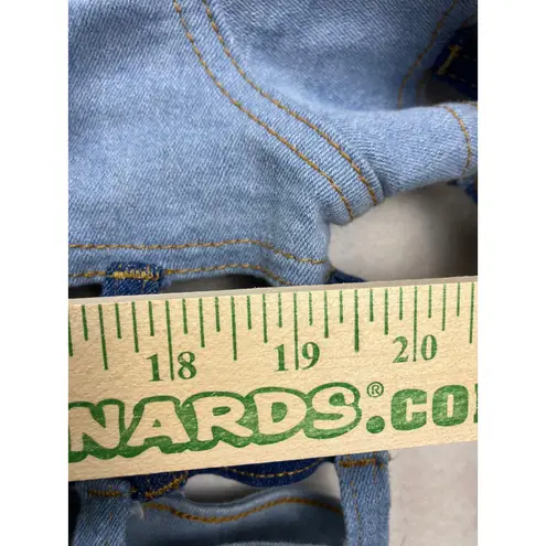 Azalea Wang Patchwork Cropped Denim Jacket Cutout Blue White Size L Statement Size L