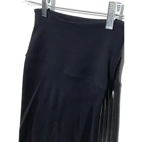 Beyond Yoga Black Leggings Cut Out Sheer Striped Sides High Waisted Womens XS