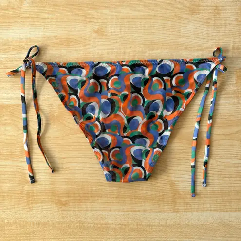 Solid & Striped Iris Printed Side Tie Mesh Bikini Bottom in Optic Swirl - Large