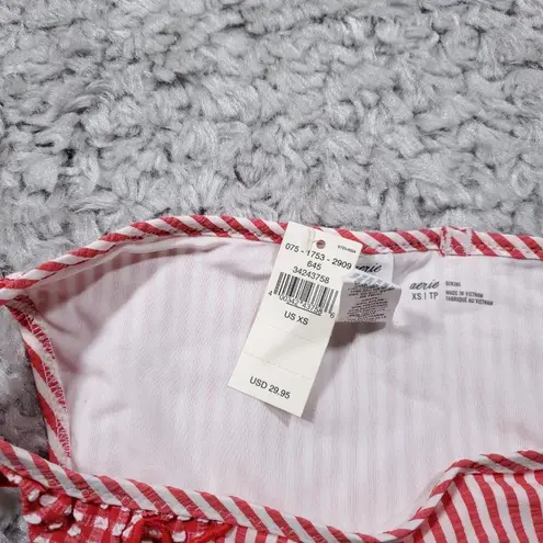 Aerie  Seersucker Ruffle Bikini Bottom Swim Striped Red White Size XS