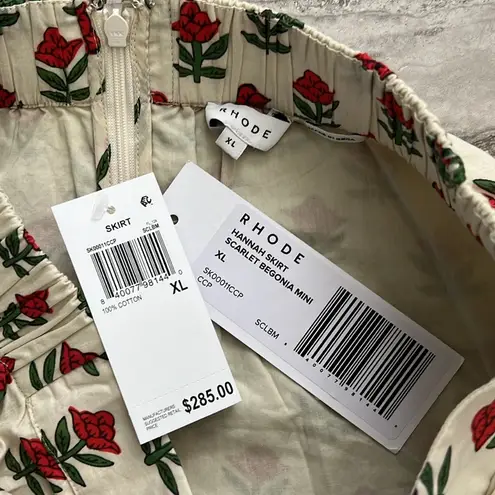 RHODE Hannah Floral Printed Mini Skirt, Cotton, Size XL New w/Tag $285