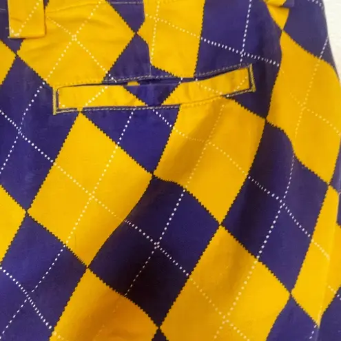 Bermuda Loudmouth LSU Tigers Argyle Women’s  Golf Shorts Sz 10 Purple Yellow Gold