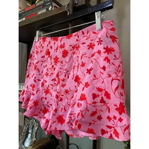 Likely Stevie Printed Flounce Floral High Rise Shorts Pink Red Women's Size 4