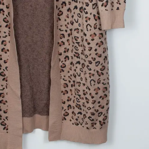 Kittenish Longline Leopard Print Open Front Cardigan Womens Size M Mob Wife