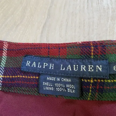 Ralph Lauren  Blue Label Ruffle Plaid Skirt Women's 6 Tartan 100% Wool Preppy