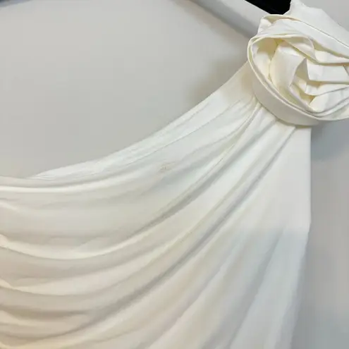 Bardot Lilita Rosette One-Shoulder Stretch Jersey Midi Dress in Orchid White XS