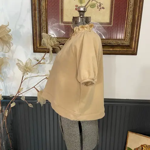 Olivia James The Label Elizabeth Tan Knit Cropped Puff Sleeve Top