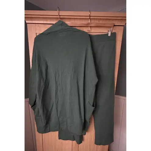 Pact NWT Airplane Wrap Cardigan | Pintuck Wide Leg Pant | Top Size L Deep Green