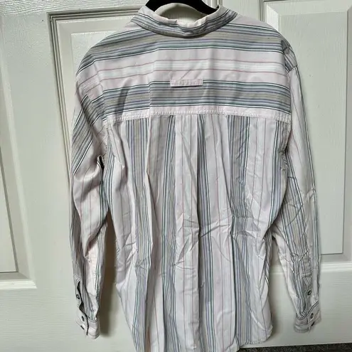 Liz Sport pink striped button down shirt