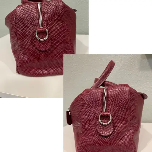 Longchamp  Lizard Skin Quardi Red Leather Satchel