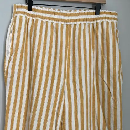 Madewell Tapered Huston Crop Pants Yellow White Stripe Womens XL Tall Linen