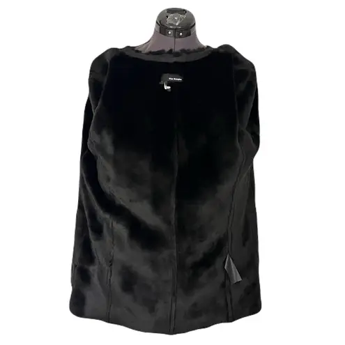 The Kooples Black Round Collared Faux Shearling Zippered Coat, Size L