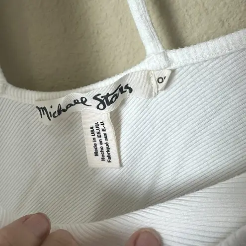 Michael Stars Tiny Rib Drapey Lace UP Back T Shirt Top - One Size