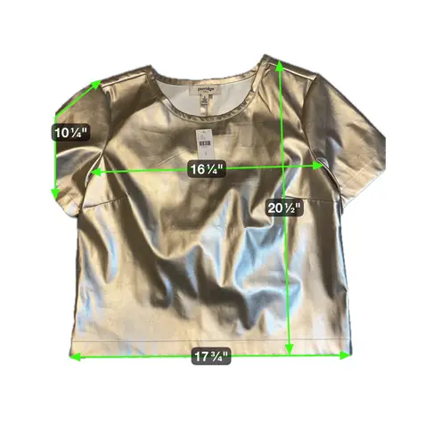 Porridge Clothing Metallic Gold Faux Leather Short Sleeve Crop Top Size S NWT