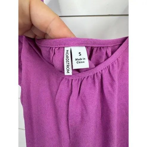 Nordstrom  Womens Size S Purple Pink Tie Shoulder Midi Dress Linen Blend