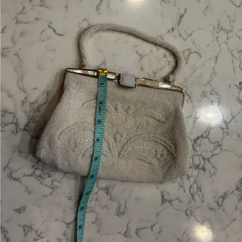 Vintage Fully Beaded Evening Wear Clutch Mini Bag White