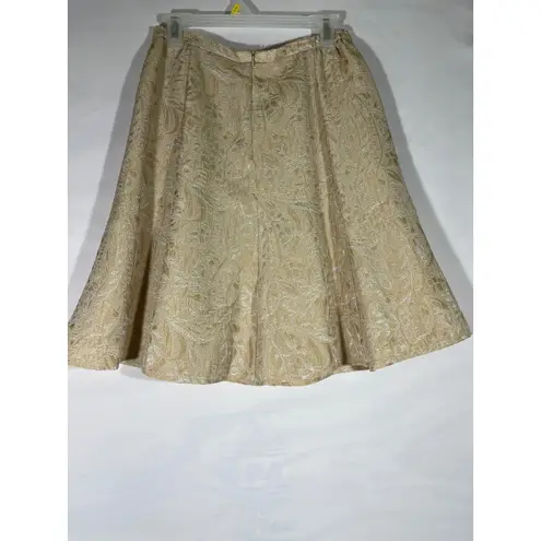 Perceptions Petite Womens Shimmer Paisley Brocade Skirt Suit Jacket Set Gold 10P