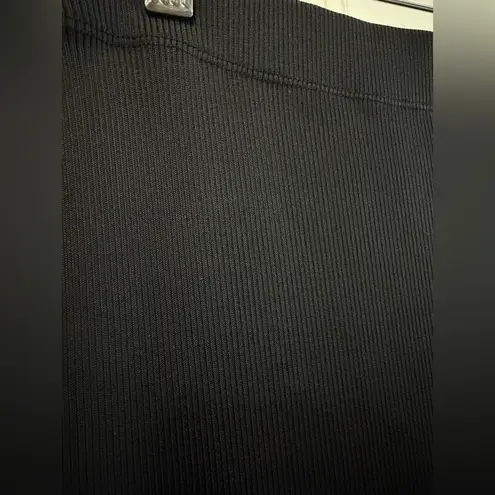 ANINE BING Anine Bing Riley Ribbed Knit Black Midi Pencil Skirt Back Slit Medium $199