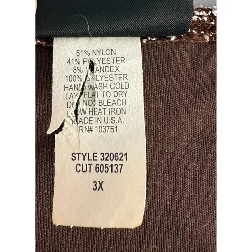 Maggie Barnes Vintage Brown Tunic Top White Micro Beaded Size 3X Glam Party