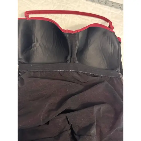 Profile by Gottex Ruched One Piece Swimsuit Red Laced Halter Size 10