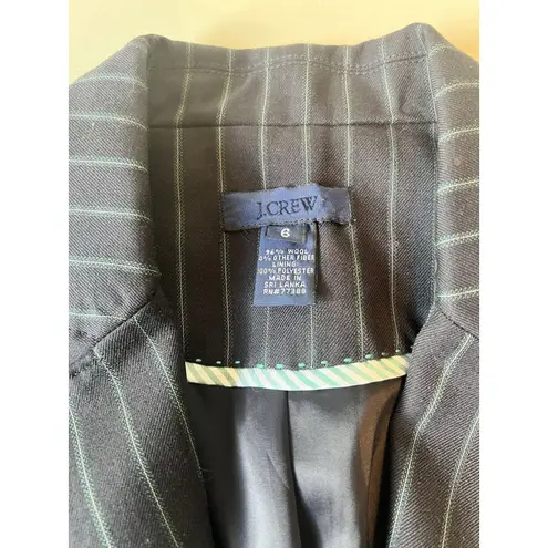 J Crew Blazer Women 6 Navy Blue Pin Striped Jacket Business