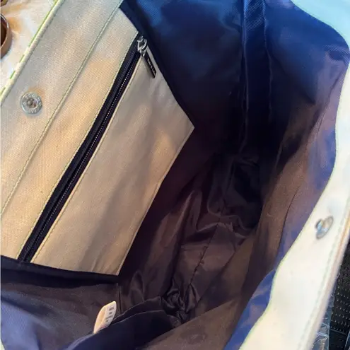 Ame & Lulu Beige And Green Canvas Tote Bag