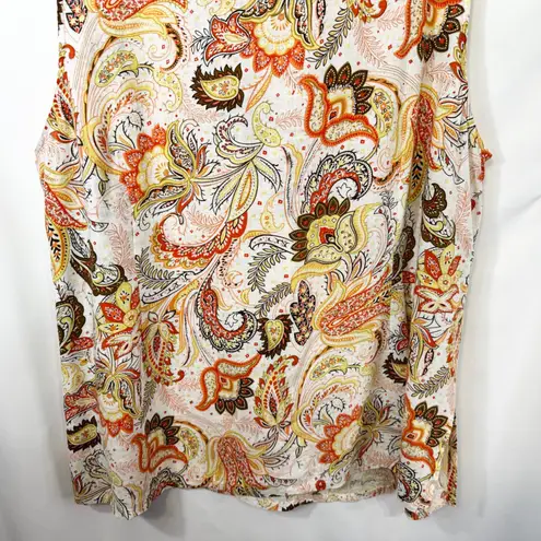 Susan Bristol Plus Size 2X Top Linen Paisley Embroidered Tunic Peach Boho 1768