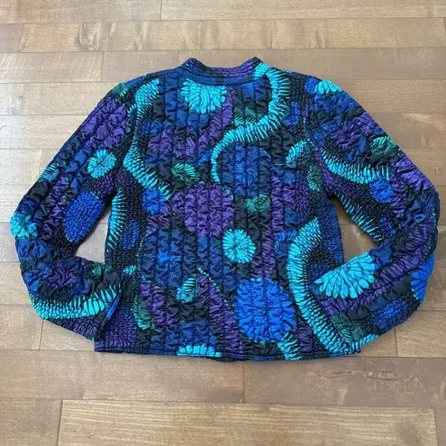 Ruby Rd 100% silk multicolored zip up jacket size medium