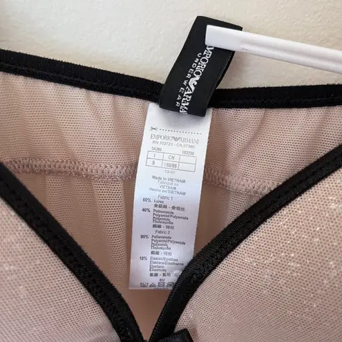 Emporio Armani Babydoll Shimmer Mesh Babydoll Lingerie Top Beige Black Y2K