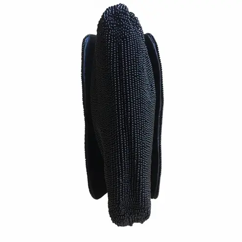 RARE 1940s Harry Rosenfeld Vintage Black Beaded Triple Entry Evening Bag Purse