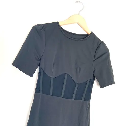 Yandy Elegant Black Mesh Panel Dress