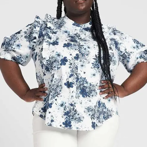 Universal Standard x Erdem Kalina Short Sleeve Ruffle Shirt